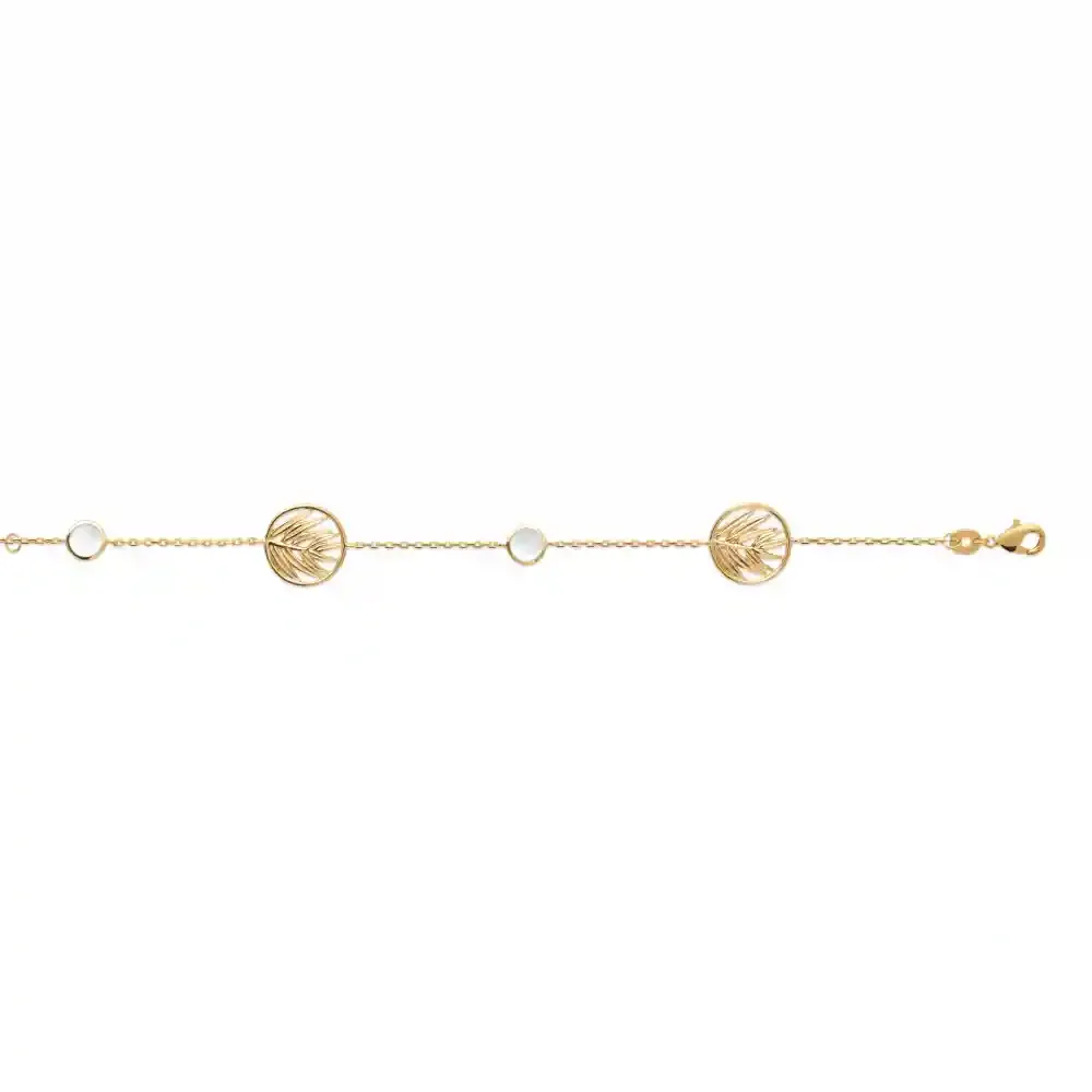 Oriana France palmier nacre bracelet plaqué or bohème