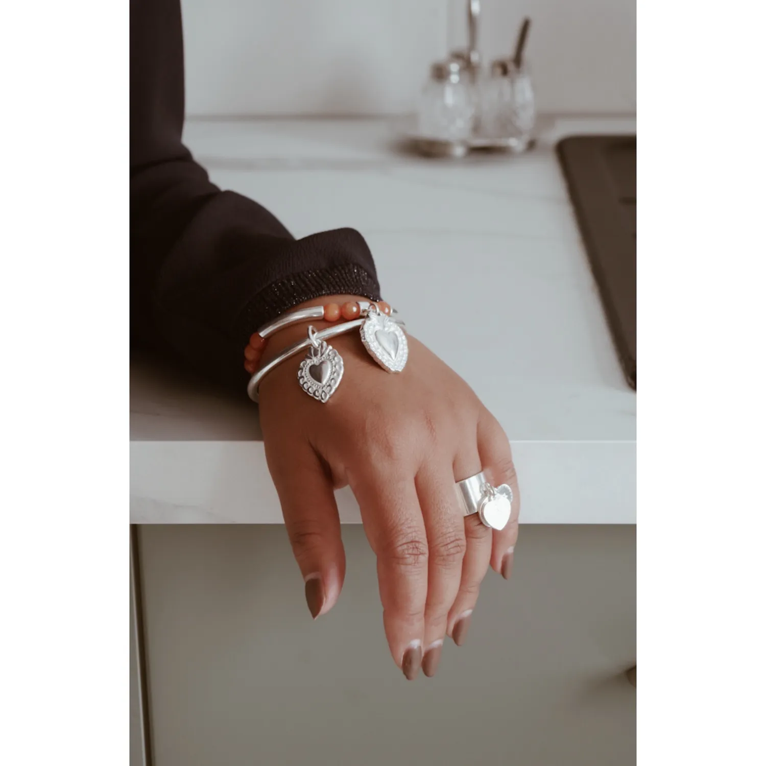 Secret de Cuir N°1343 pack 6 bracelets argenté élastique