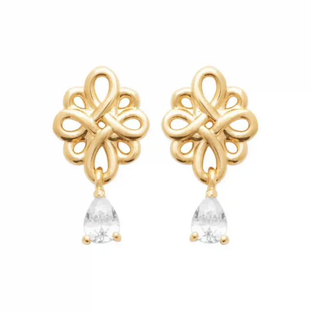 Oriana France Fleur boucles plaqué or goutte strass
