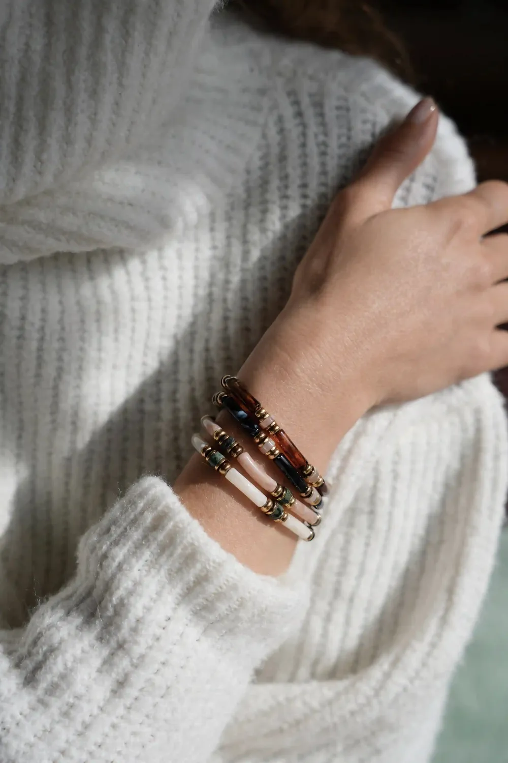 Cloralys Carmen hiver bracelet jonc élastique hématite