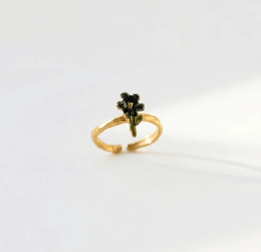 Elise Tsikis Anis bague fleur émaillée jaune enfant