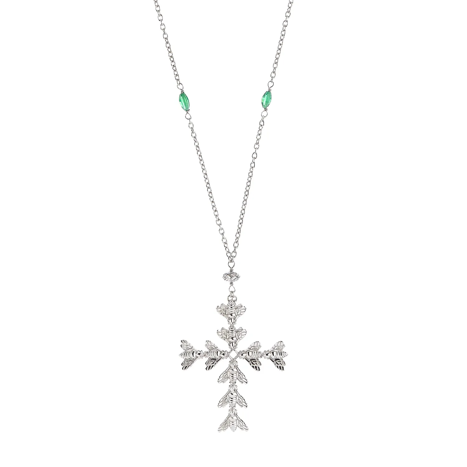 Lorella Tamberi Canal Bee Queen Bee Cross collier zircons verts