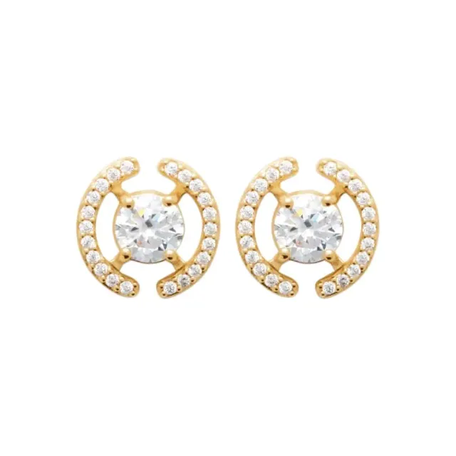 Oriana France diamant synthétique entourage clous d’oreilles plaqué or