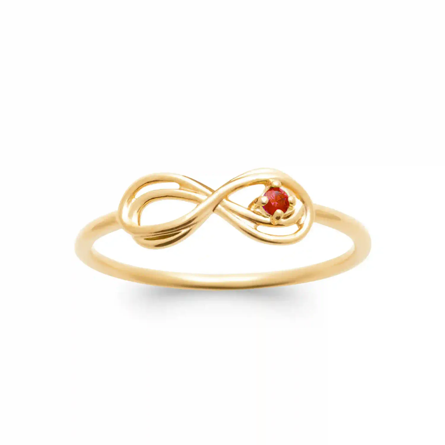 Oriana France Infini bague plaqué or pierre rouge