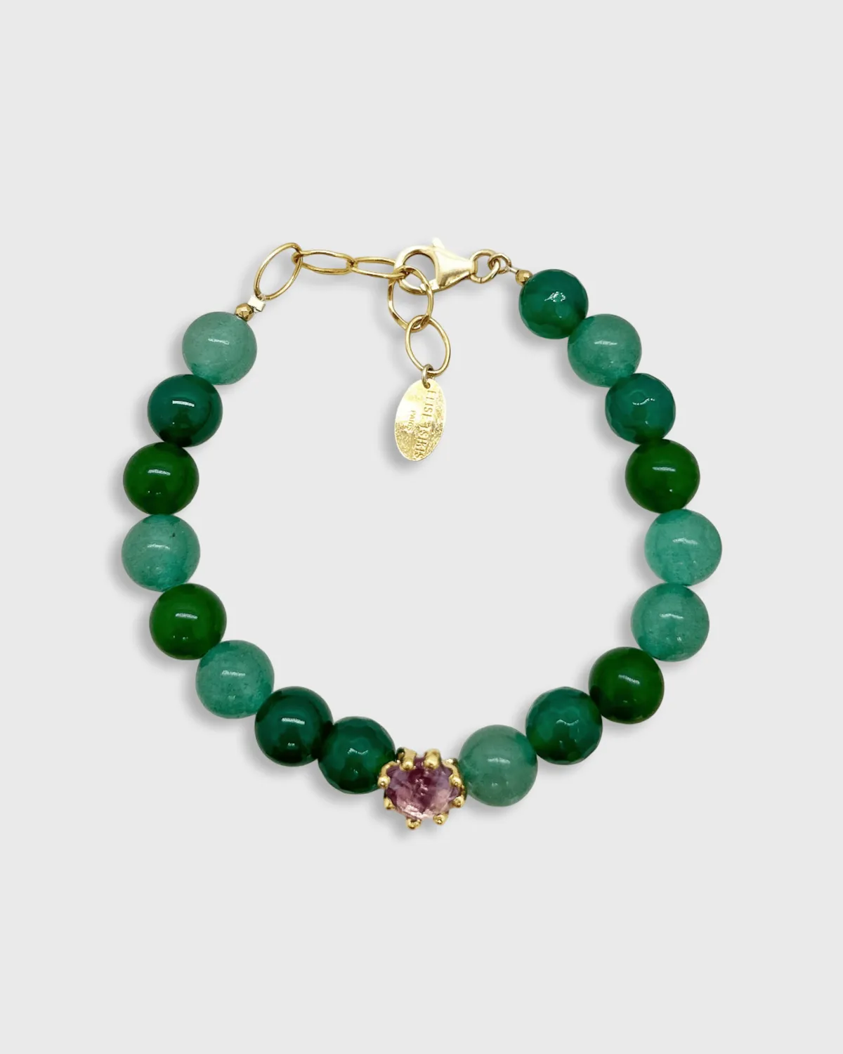 Elise Tsikis Dehani bracelet vert pierres naturelles onyx