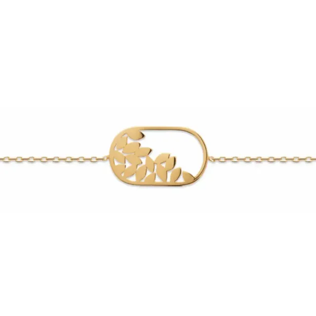 Oriana France bracelet ovale feuilles plaqué or hypoallergénique