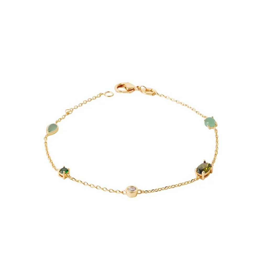 Oriana France bracelet émeraude aventurine plaqué or