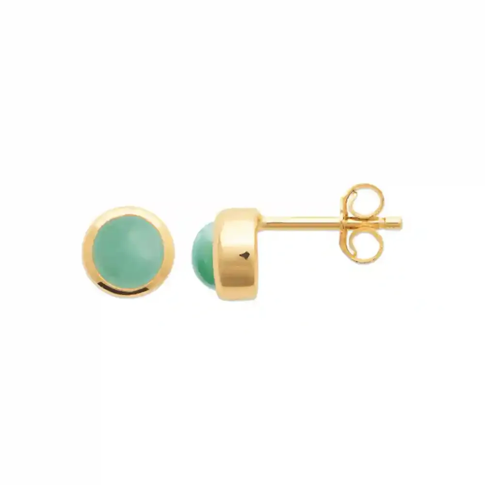 Oriana France aventurine puces boucles d’oreilles plaqué or