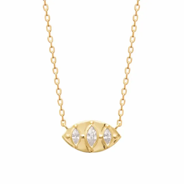Oriana France collier losange 3 zircons plaqué or doré
