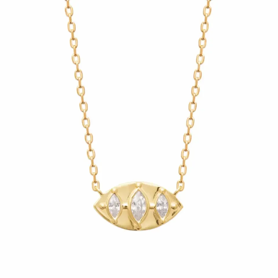 Oriana France collier losange 3 zircons plaqué or doré