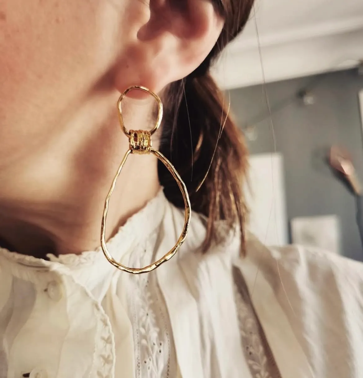 Elise Tsikis Mysore boucles or jaune 7 cm
