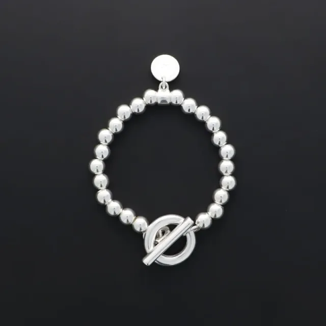Secret de Cuir N°1118 bracelet perles bouée plaqué argent 19cm