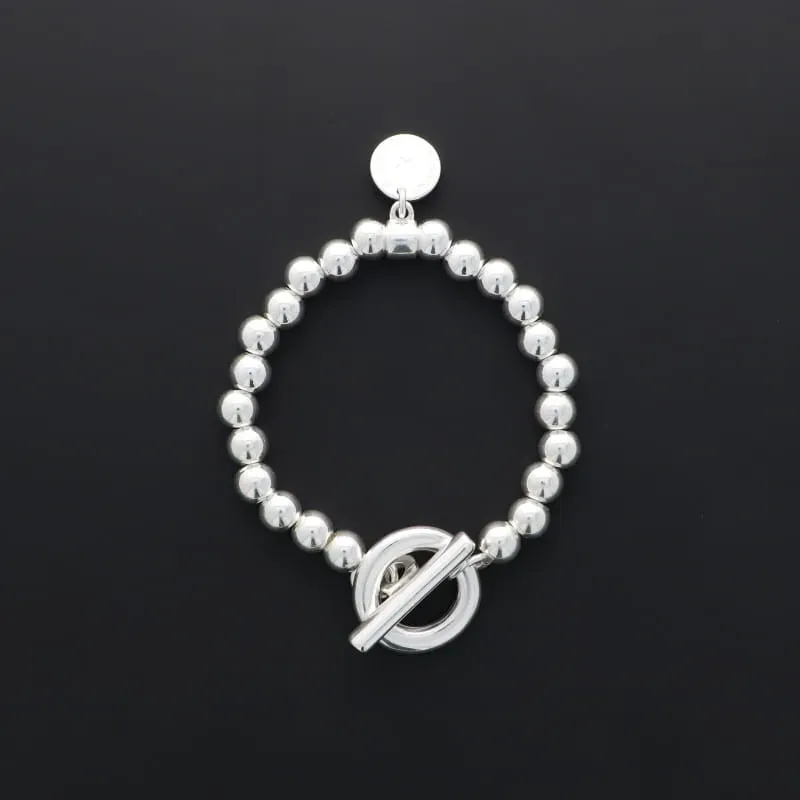Secret de Cuir N°1118 bracelet perles bouée plaqué argent 19cm