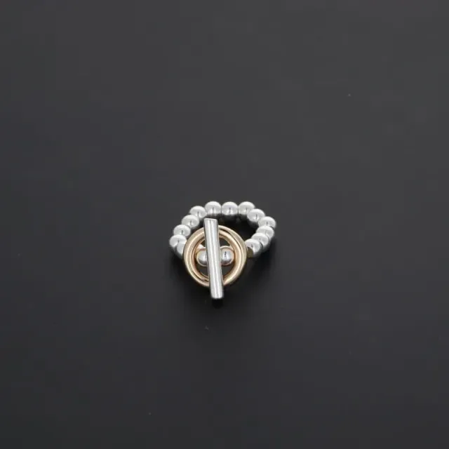 Secret de Cuir N°1603 bague 1001 bicolore perles élastiquée