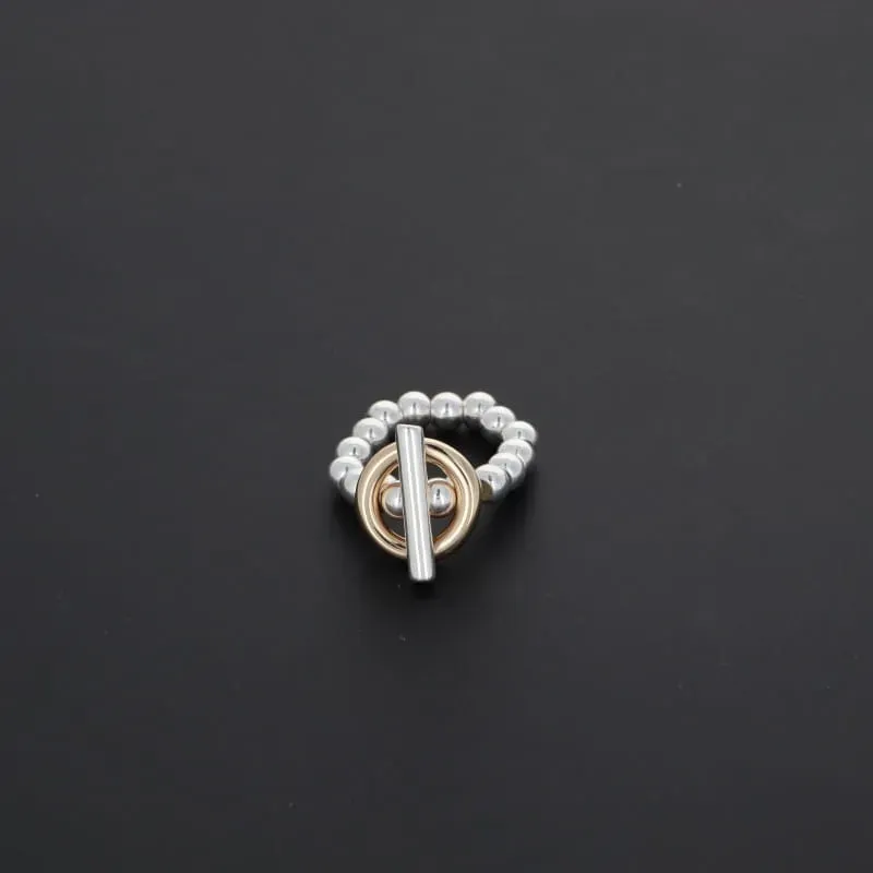 Secret de Cuir N°1603 bague 1001 bicolore perles élastiquée