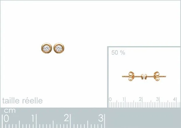 Oriana France puces zircons boucles d’oreilles plaqué or hypoallergénique