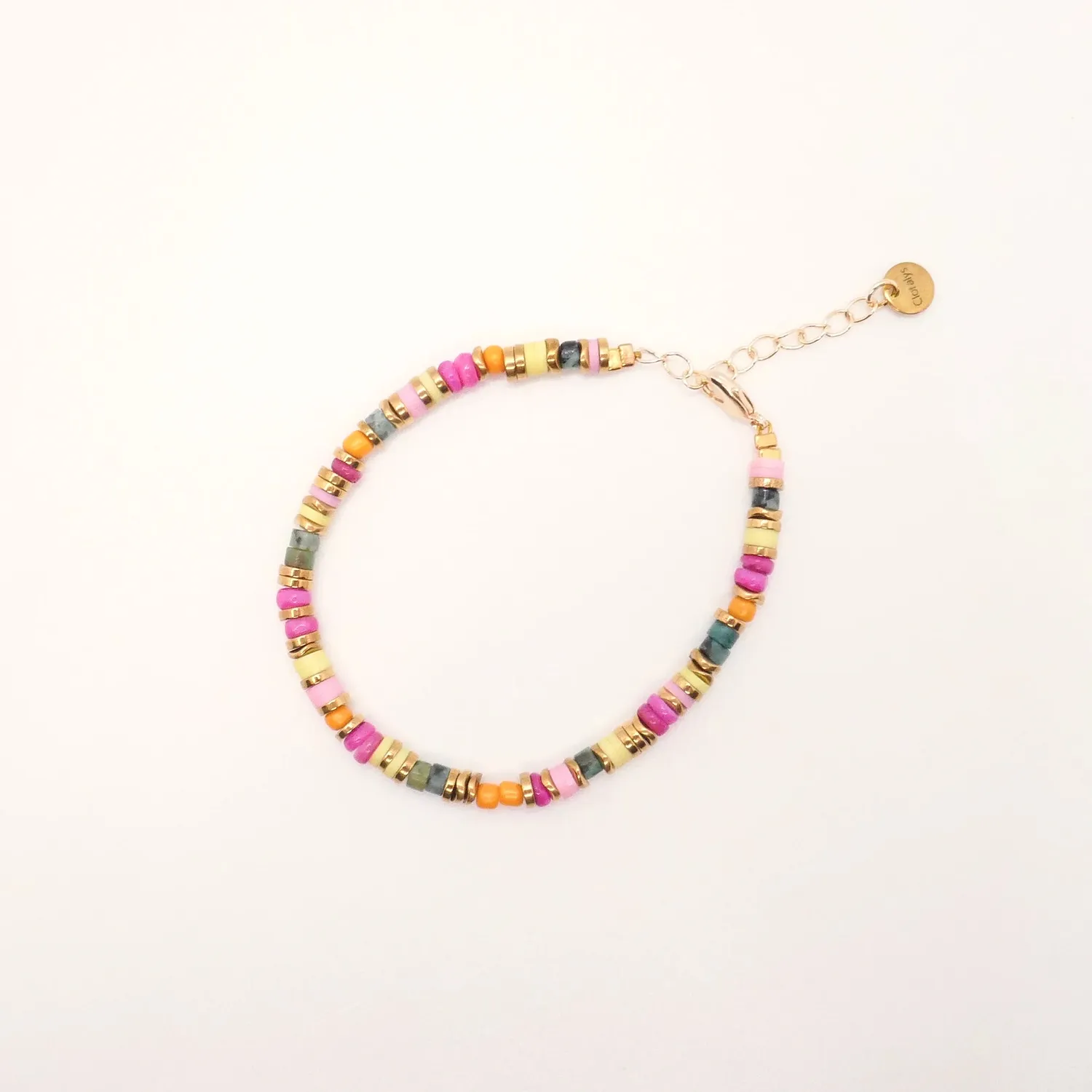 Cloralys Lison bracelet heishi 15 cm rose fuchsia