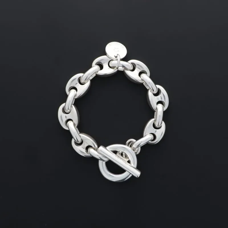 Secret de Cuir N°627 bracelet grain café argent M L