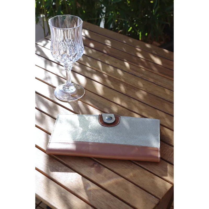 Secret de Cuir portefeuille cuir camel bouton doré GM