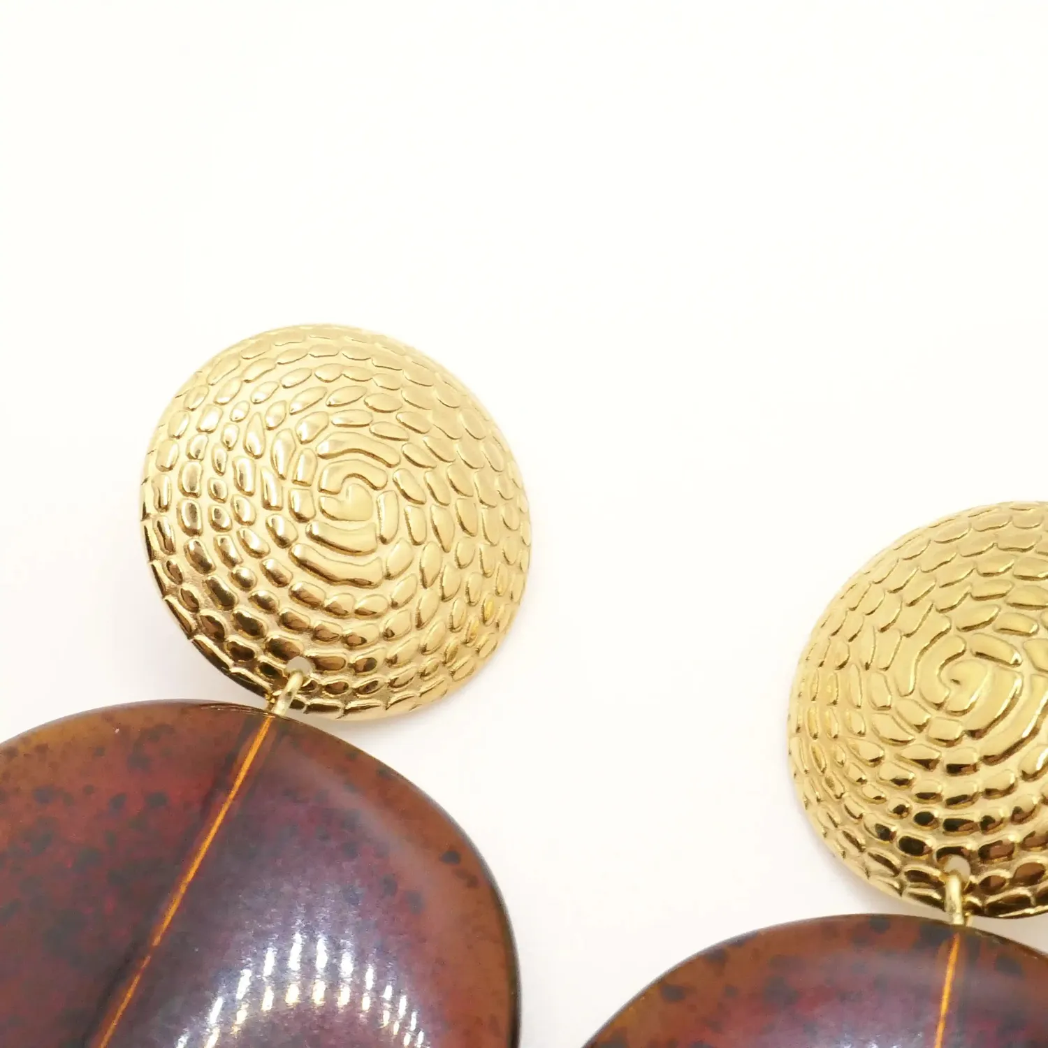 Cloralys Judith boucles d'oreilles palet marbré marron