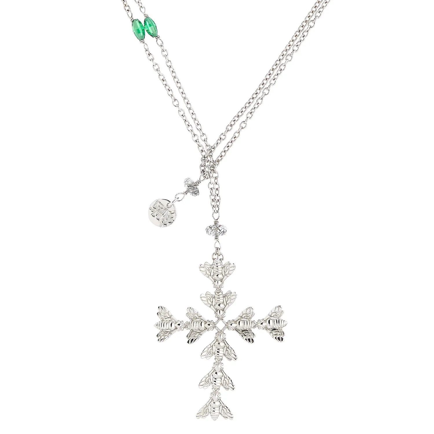 Lorella Tamberi Canal Bee Queen Bee Cross collier zircons verts