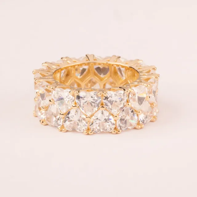 Ultima Edizione Fascia Alta bague double rang cœurs blancs