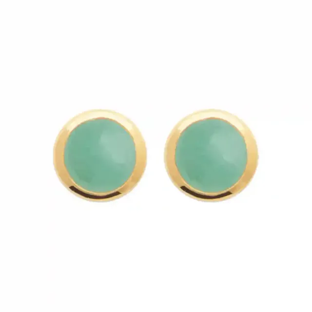 Oriana France aventurine puces boucles d’oreilles plaqué or