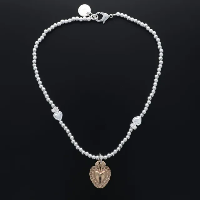 Secret de Cuir N°1739 collier perles ex-voto bicolore