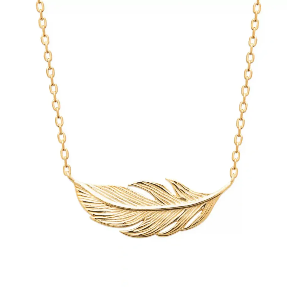 Oriana France collier plume plaqué or hypoallergénique