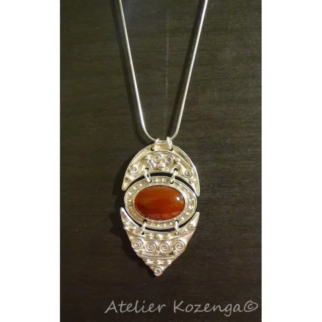 L'Atelier Kozenga Daravaja pendentif argent cornaline