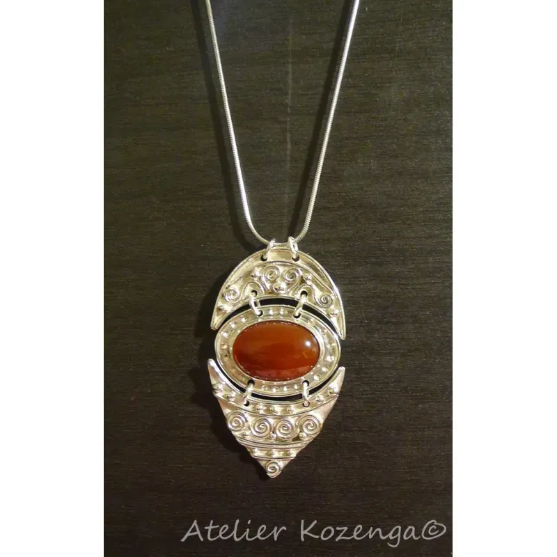 L'Atelier Kozenga Daravaja pendentif argent cornaline