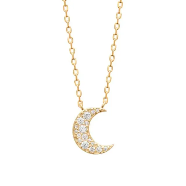 Oriana France lune collier fin plaqué or zircone cubique