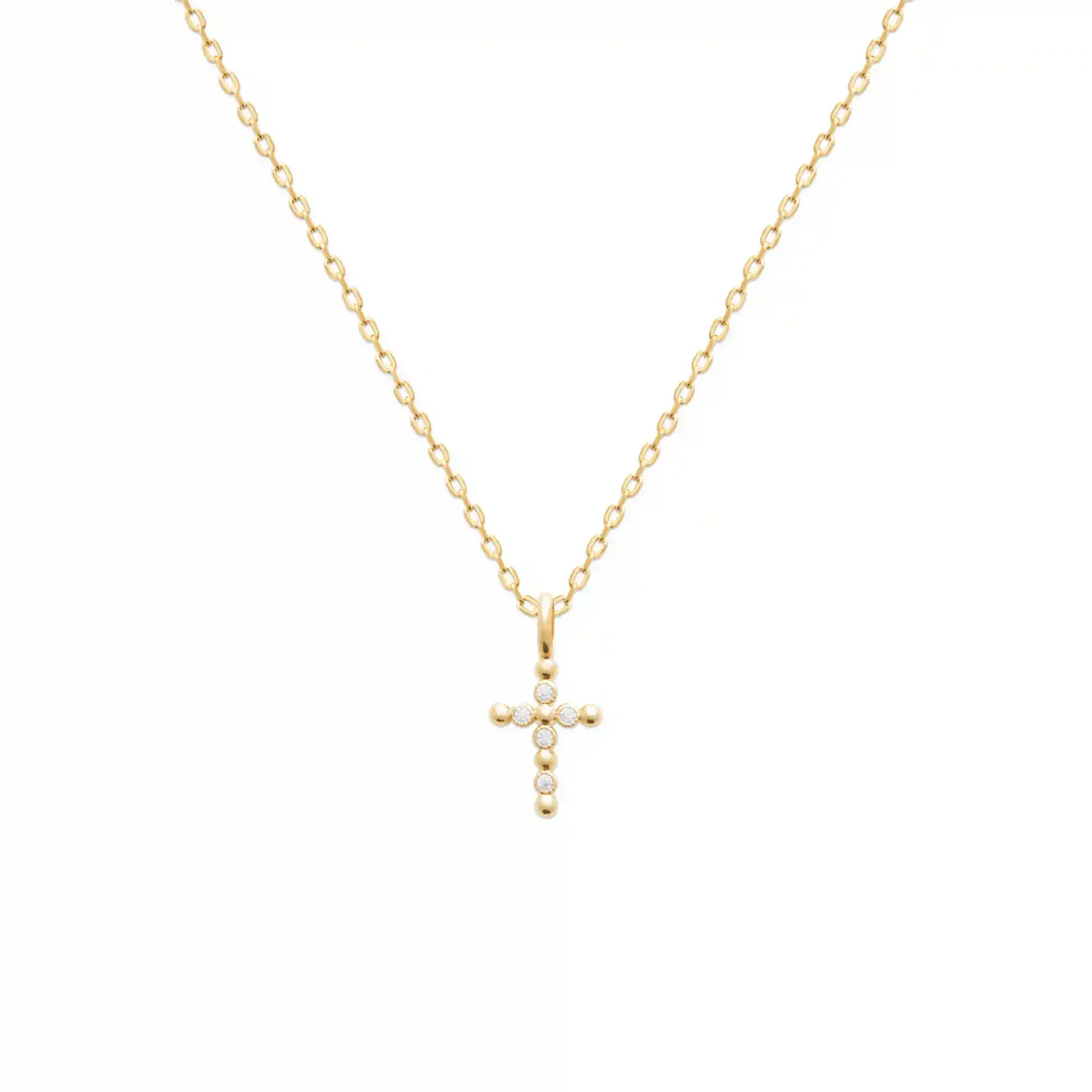 Oriana France pendentif croix pierres plaqué or 18 carats