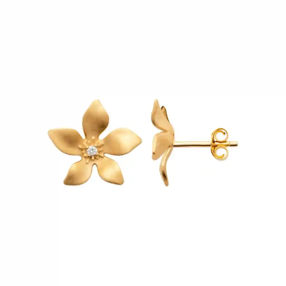 Oriana France clous fleur cerisier plaqué or strass central