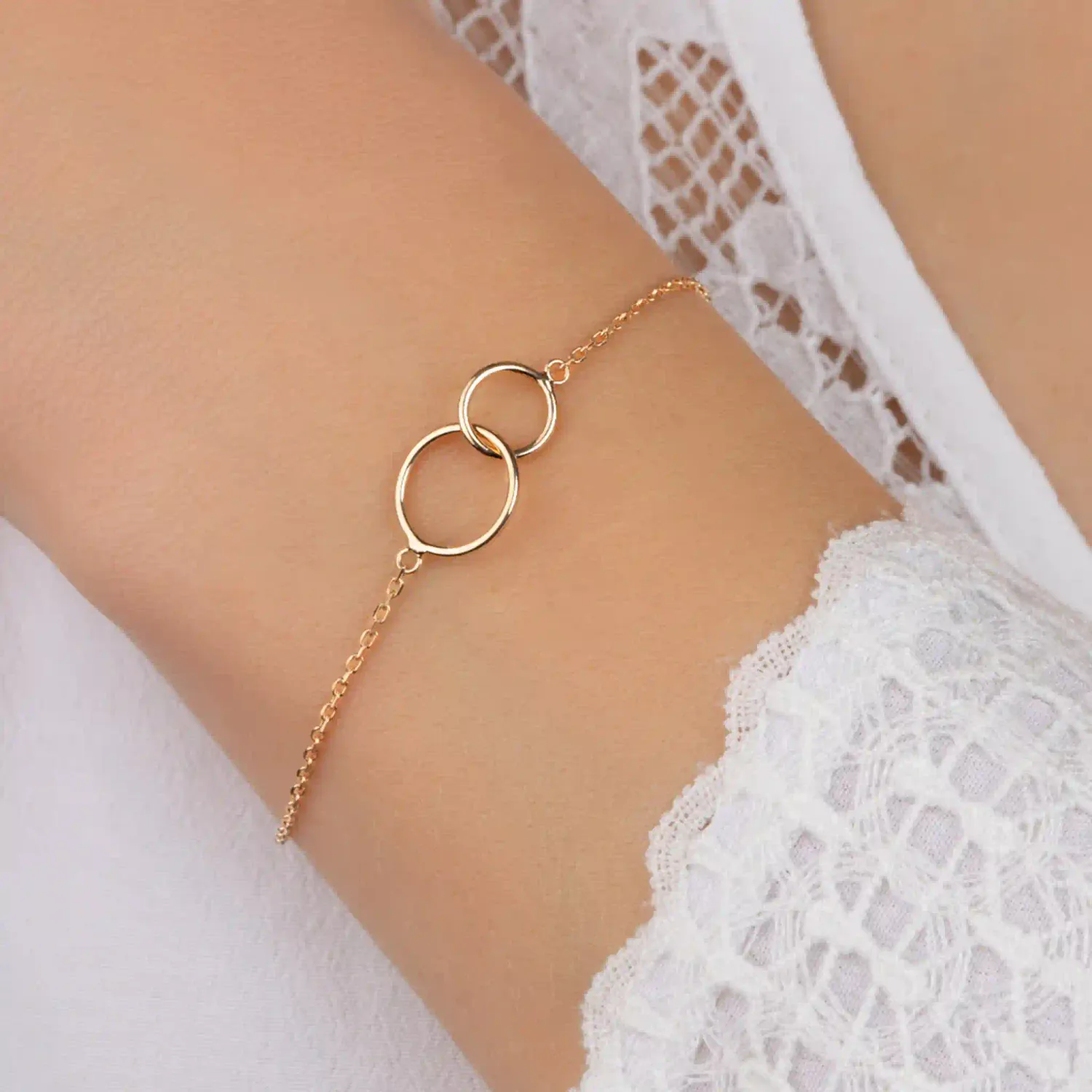 Oriana France Bracelet 2 Cercles Entrelacés Plaqué Or