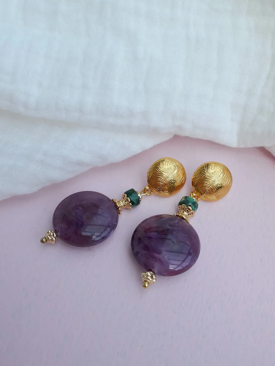 Cloralys Antoinette boucles violettes turquoise 50 mm
