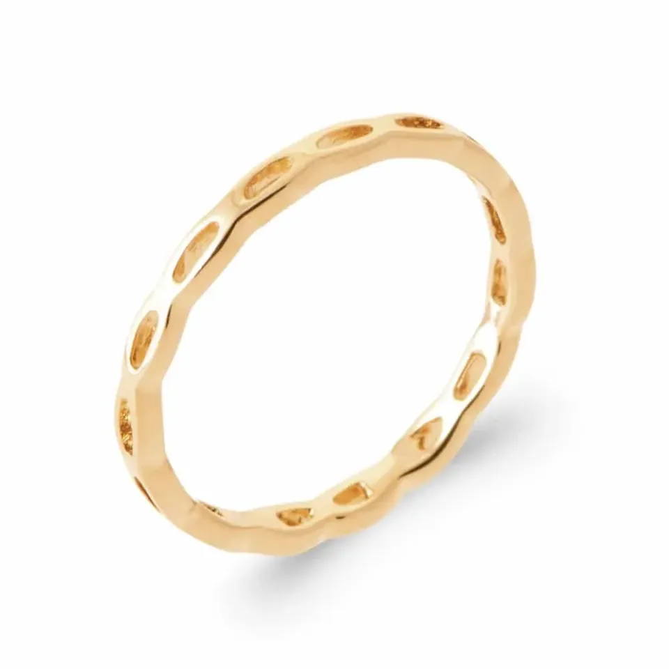 Oriana France bague fine ajourée plaqué or texturée