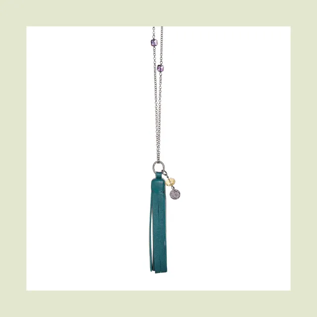 Lorella Tamberi Canal Tassel Square collier cuir vert