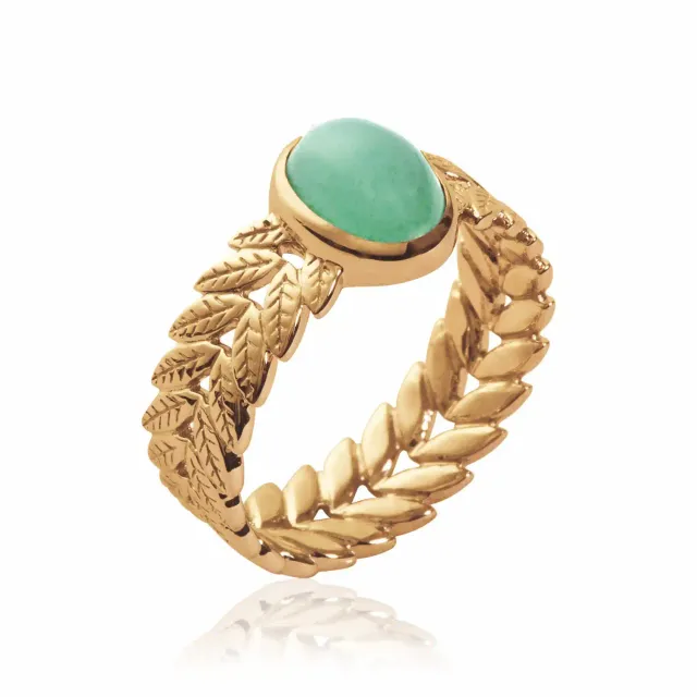 Oriana France Laurier bague plaqué or aventurine