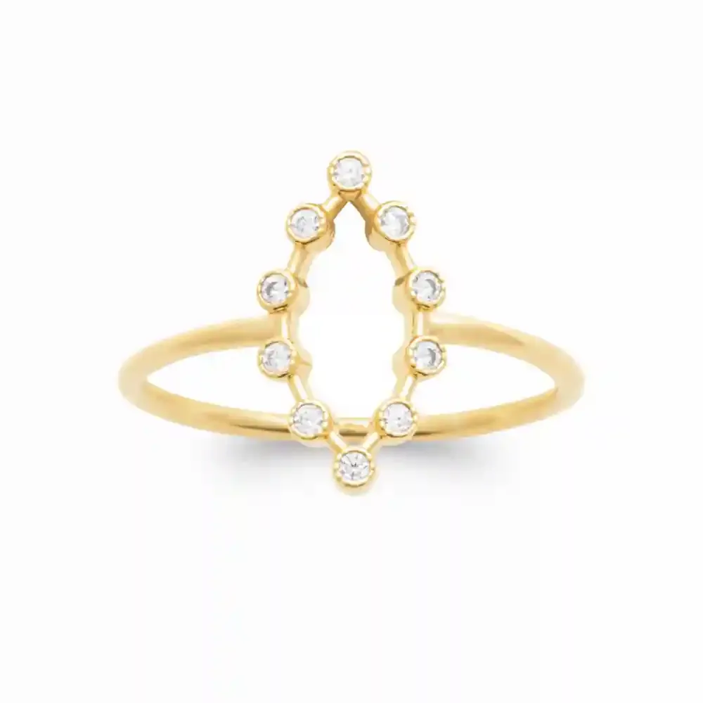 Oriana France bague ovale pavée bague plaqué or blanc
