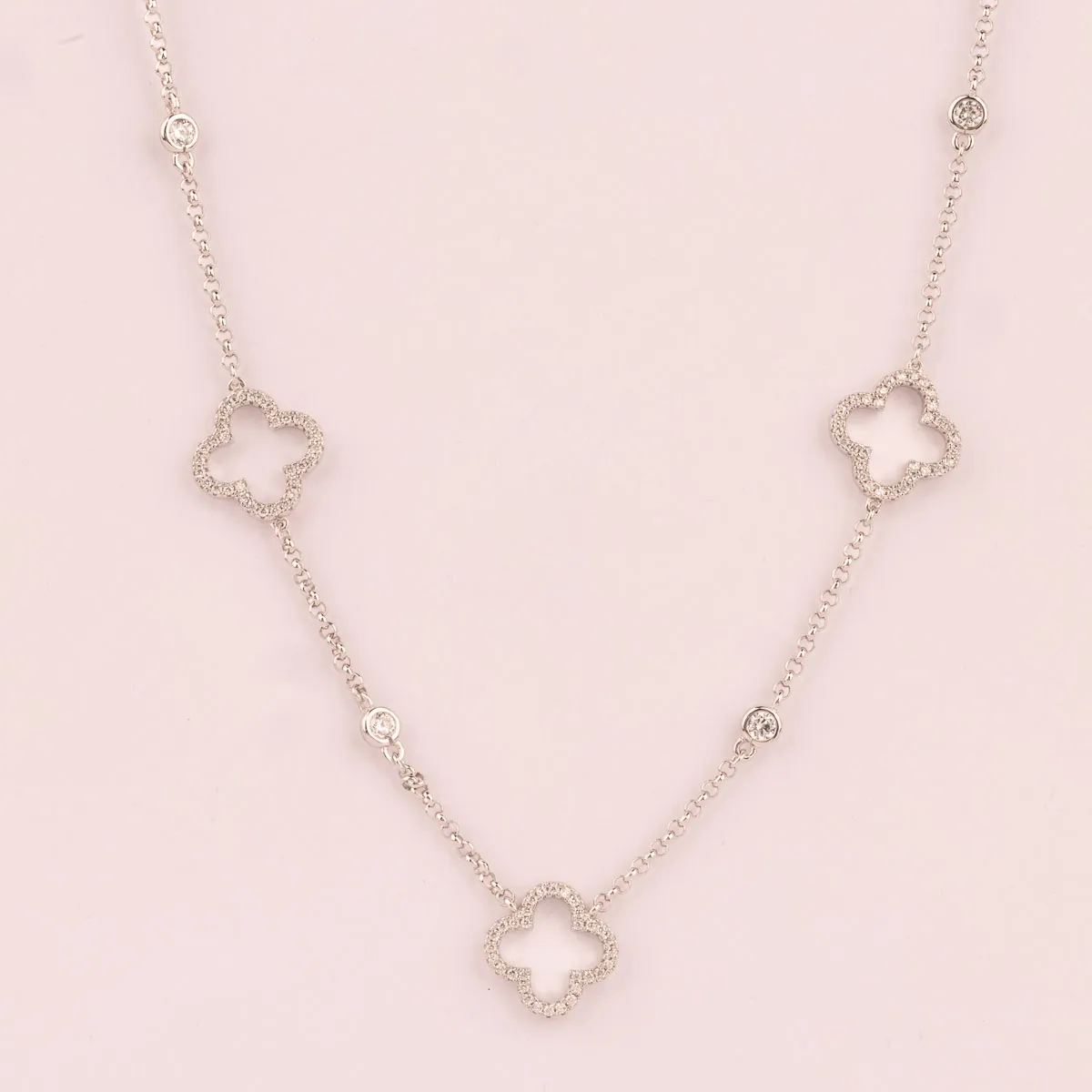 ULTIMA EDIZIONE fleurs stylisées collier zircons