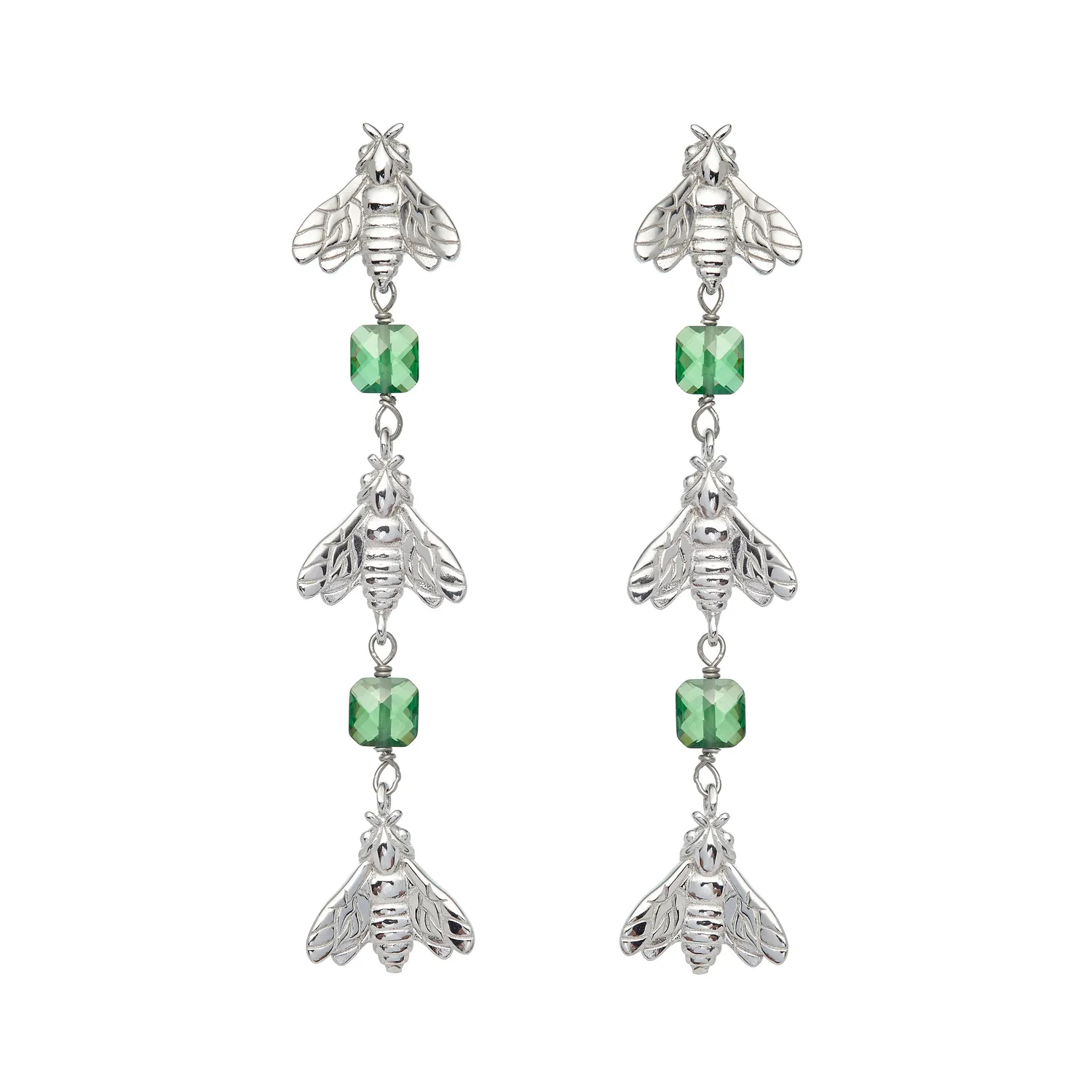 Lorella Tamberi Canal Bee Queen boucles pendantes 3 abeilles 7,6cm