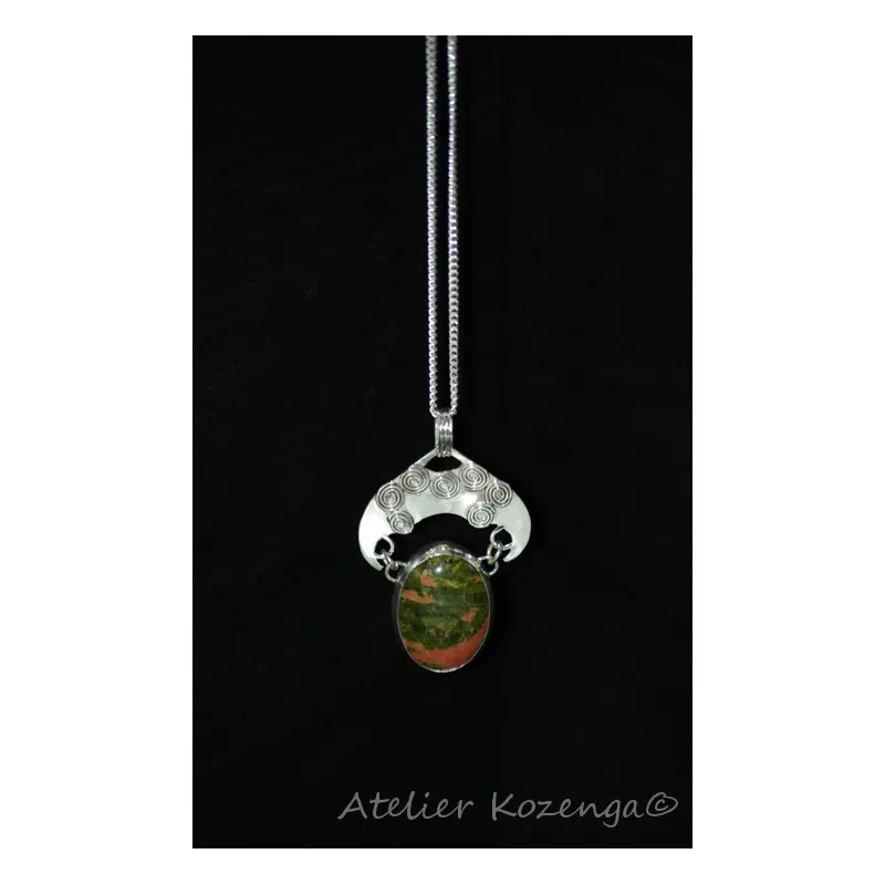 L'Atelier Kozenga Indi pendentif argent unakite 25x18mm