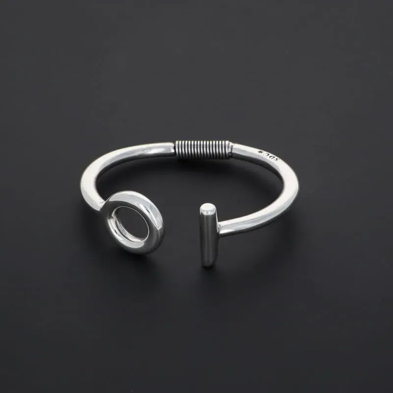 Secret de Cuir N°1011 bracelet articulé barre argenté