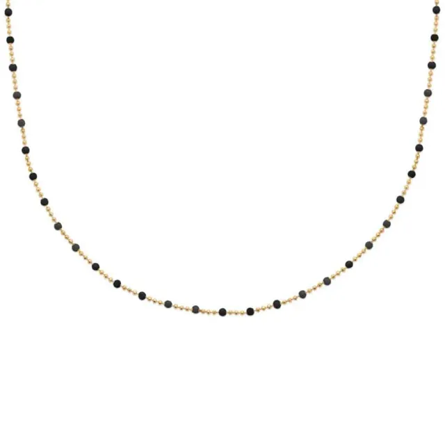 Oriana France collier perles laque noires plaqué or fin