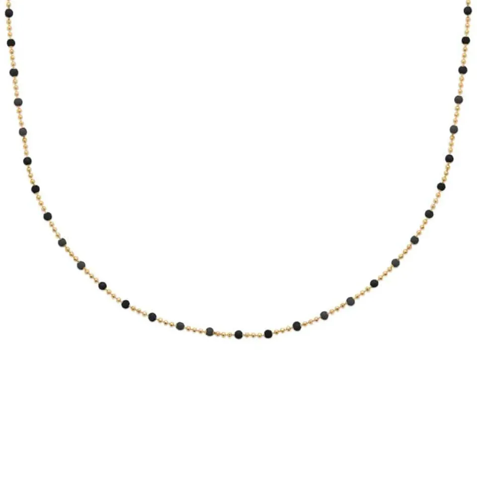 Oriana France collier perles laque noires plaqué or fin