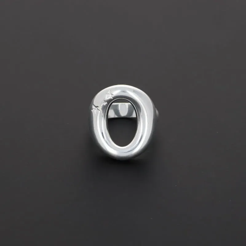 Secret de Cuir N°1500 ovale étoiles bague argentée