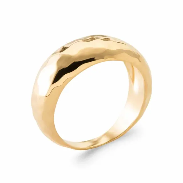 Oriana France bague bombée martelée plaqué or large