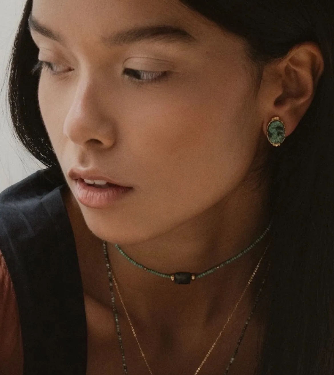 Elise Tsikis Kachina Panagia boucles turquoise