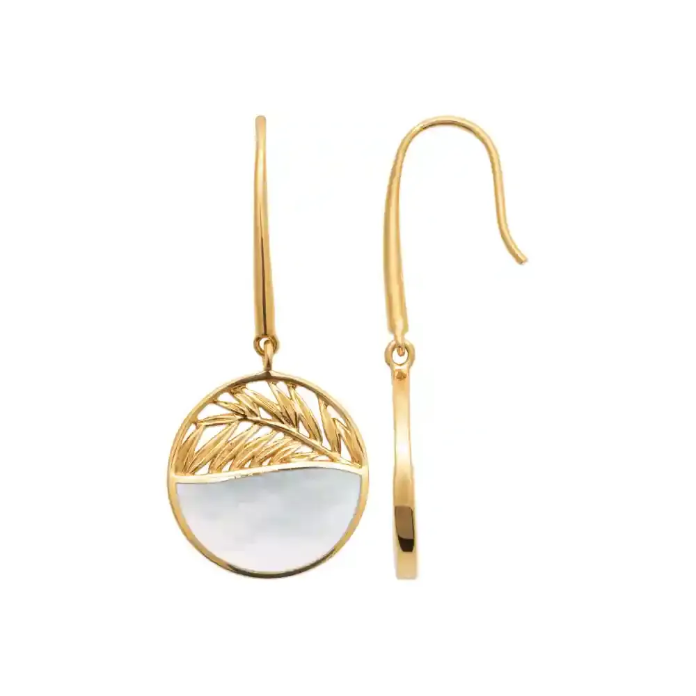 Oriana France boucles d'oreilles plaqué or palmier nacre